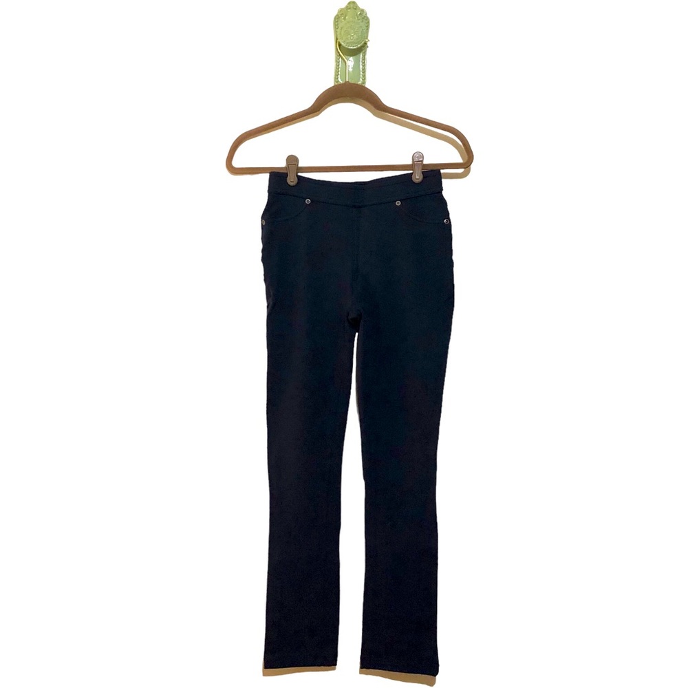 Susan Graver Pants Jeggings Cotton Stretch Knit Pull On Dark Blue